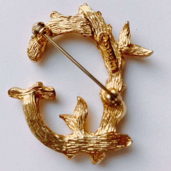 VTG Signed Sarah Coventry Brooch Twig Leaf Mid Century Gold Tone Jewelry - Picture 8 of 10